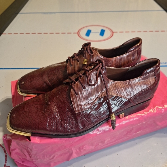 Miralto Elegant Brown Faux Alligator Men's Oxfords Shoes.Size 10 - Picture 2 of 10